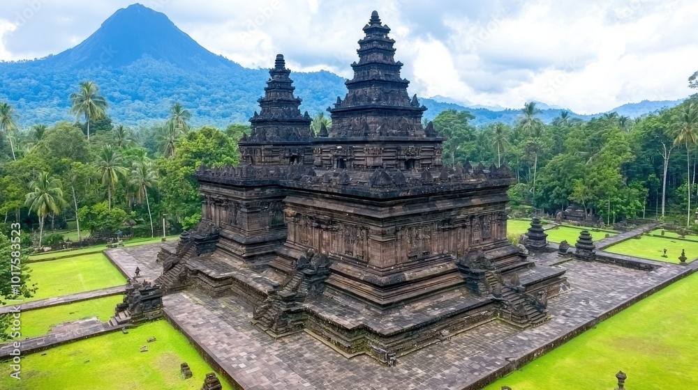 Ancient Temple Surrounded by Lush Tropical Landscape Ancient Temple Surrounded by Lush Tropical Landscape