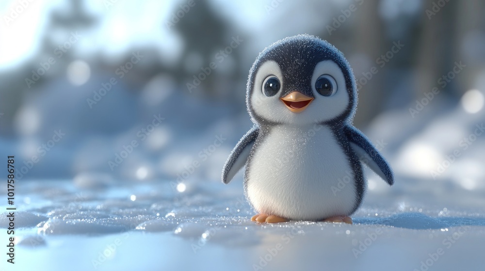 Fototapeta premium Cute Penguin in a Snowy Landscape