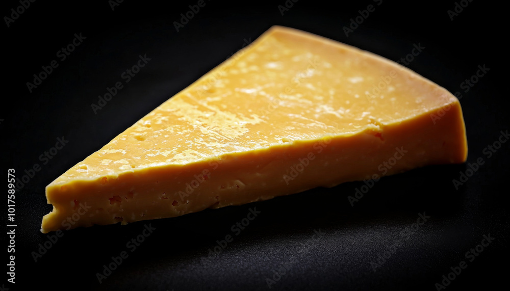 A close-up of a wedge of yellow cheese on a dark background, highlighting its texture and color. A close-up of a wedge of yellow cheese on a dark background, highlighting its texture and color.