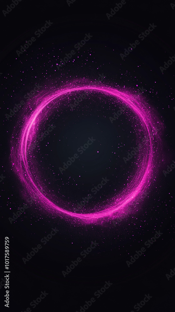 Pink glowing ring with sparkles on black background. Pink glowing ring with sparkles on black background.