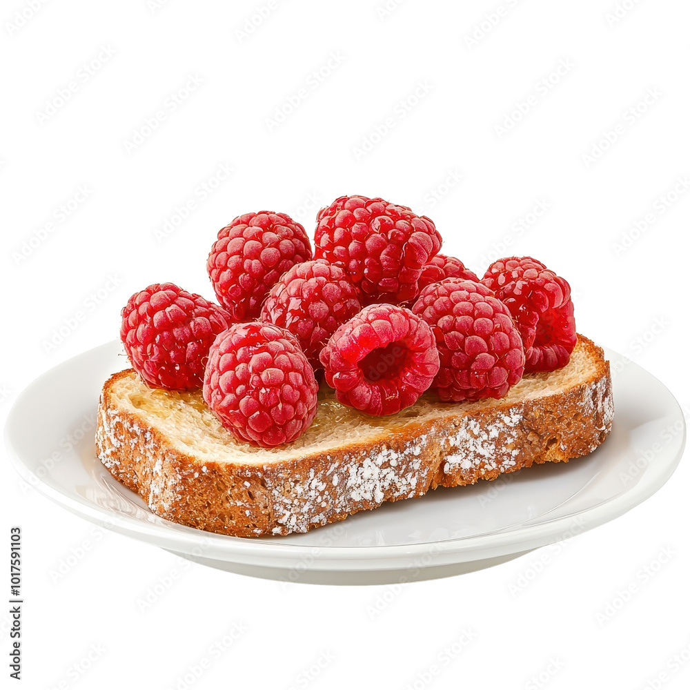 Raspberry toast on a plate, isolated with a white background, elegant and appetizing. PNG Raspberry toast on a plate, isolated with a white background, elegant and appetizing. PNG