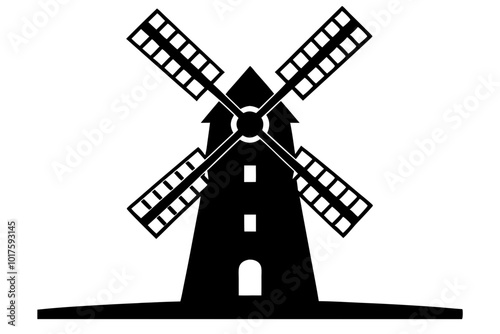 Windmill | vector silhouette illustration on white background