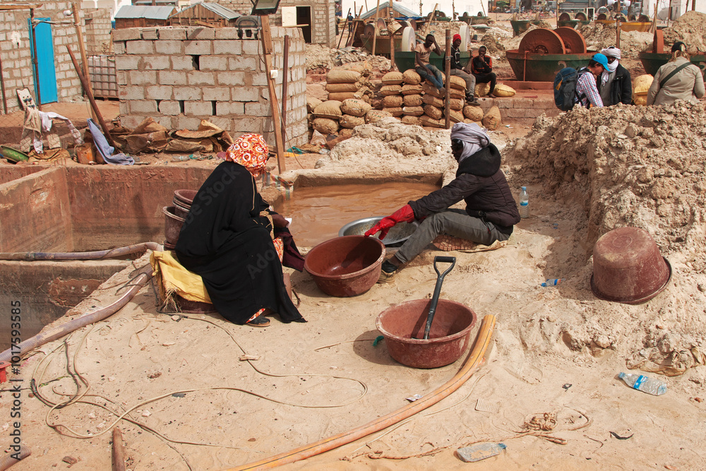Factory next to a gold mine in Sahara desert not far Nouakchott, Mauritania, West Africa
