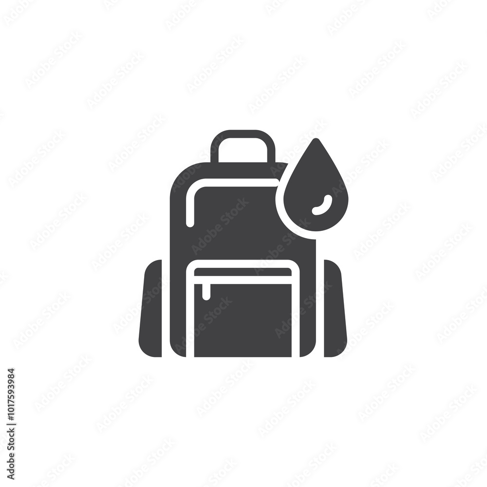 Backpack with water droplet vector icon Backpack with water droplet vector icon