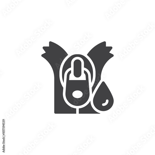 Zipper with water droplet vector icon