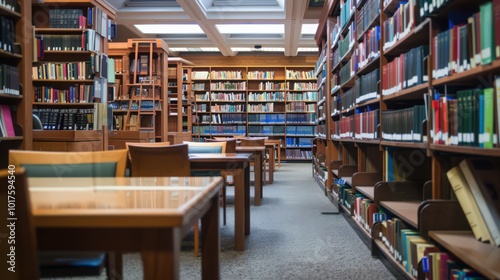 A science library filled with journals, research papers, and reference books, supporting academic and scientific endeavors.