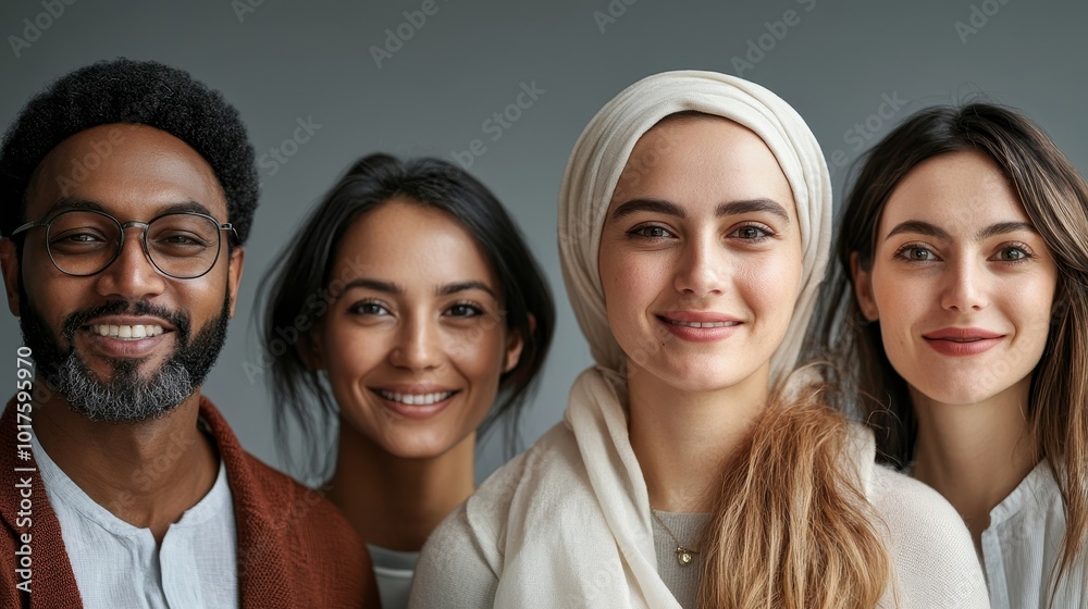 Group of Diverse People Smiling Portraits, Generative AI Group of Diverse People Smiling Portraits, Generative AI