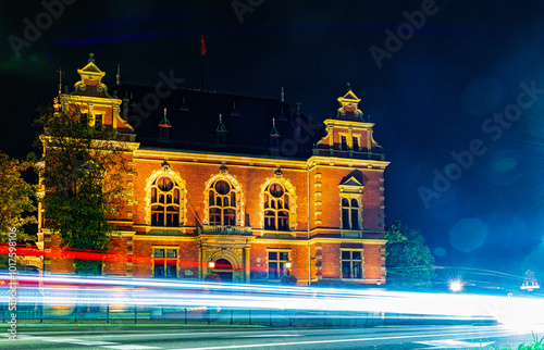 New Town Hall in Gdansk, night cityscape photo