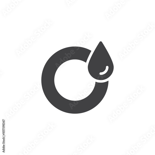 Rubber seal with water drop vector icon