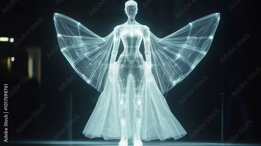Human body neurons network with wings Human body neurons network with wings