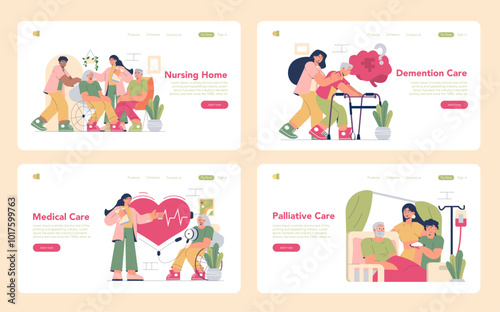 Nursing Home. Flat Vector Illustration