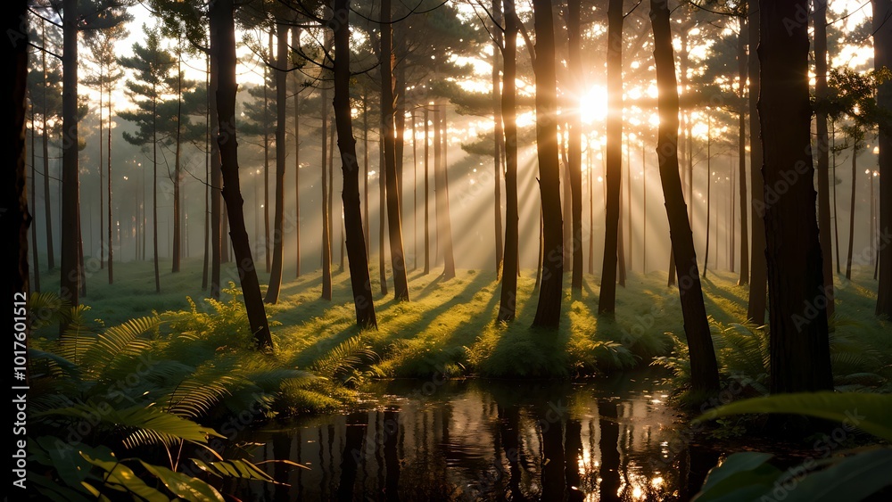 Sunrise in the spring forest Sunrise in the spring forest