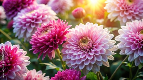 Candid Photography of Vibrant Pink and White Chrysanthemums in Natural Light