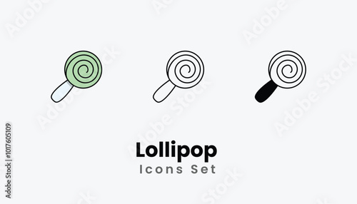 Lollipop  Icons thin line and glyph vector icon stock illustration