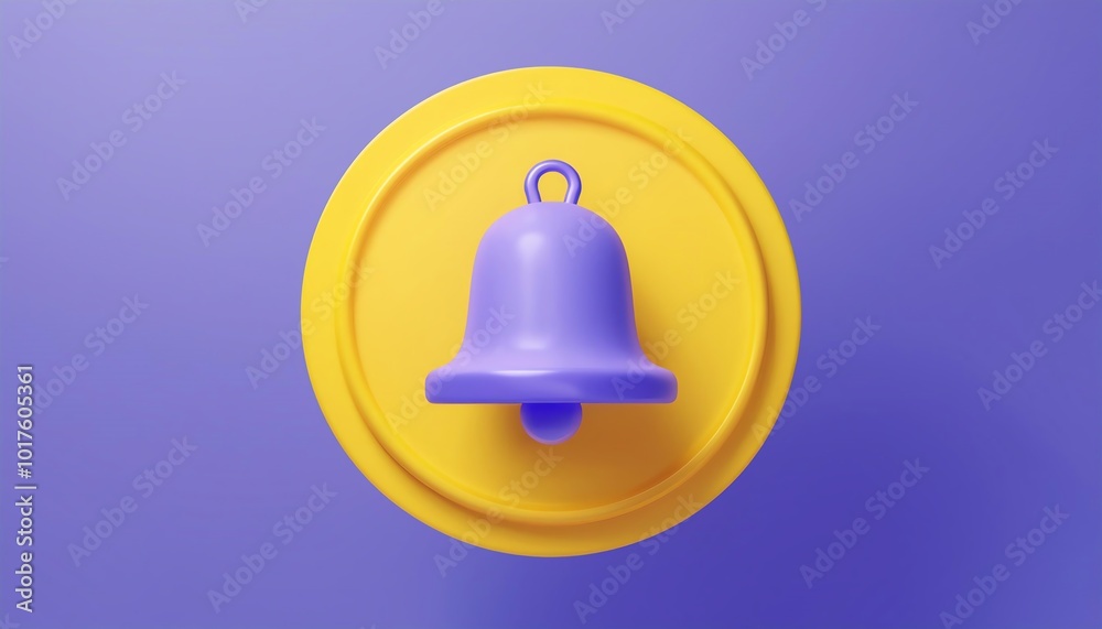 A colorful purple bell sits atop a yellow circular base against a purple background, creating a vibrant and playful visual contrast. A colorful purple bell sits atop a yellow circular base against a purple background, creating a vibrant and playful visual contrast.