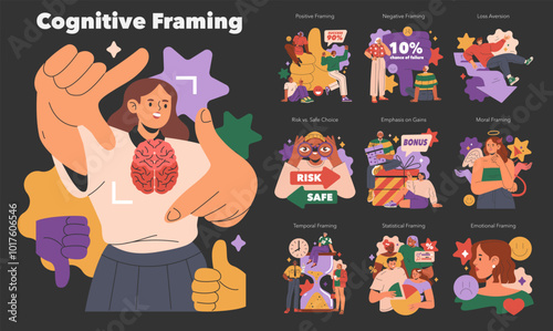 Cognitive Framing. Flat Vector Illustration