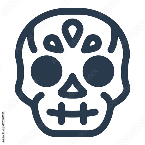 Colorful Día de los Muertos Skull Icon