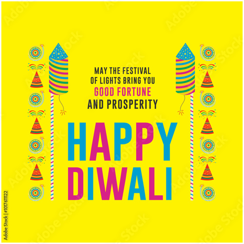 Happy Diwali Wishes. Abstract Colorful Fire Works, Crackers Indian festival Creative Greetings Design Template Vector