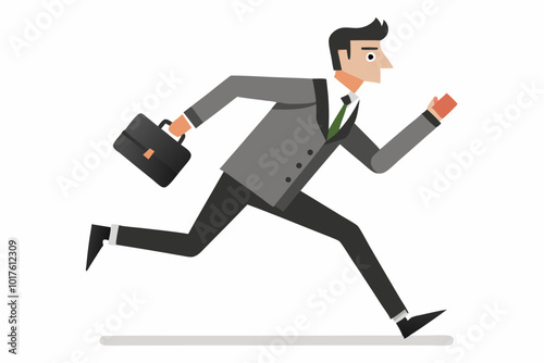 A man in a suit is running with a briefcase in his hand  Editable all layer vector illustration