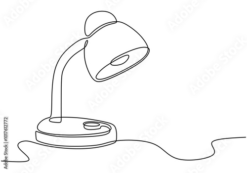 Continuous line drawing of a study lamp. Symbolizing illumination and the pursuit of knowledge.