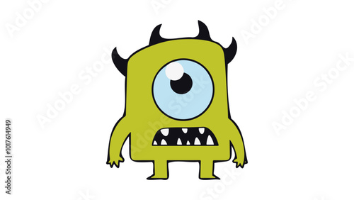sad cartoon monster with one big eye vector illustration