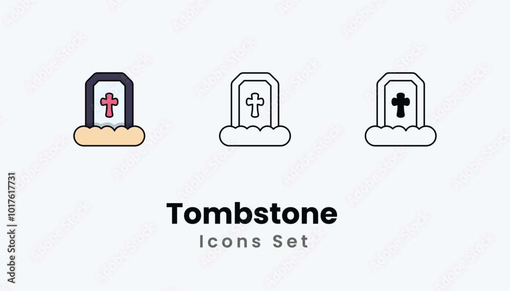 Tombstone Icons thin line and glyph vector icon stock illustration Tombstone Icons thin line and glyph vector icon stock illustration