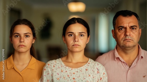 Torn family portrait on an empty dining table symbolizing the deep emotional turmoil and fractured relationships within the home  This image conveys a sense of isolation sadness