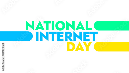 National Internet Day colorful text typography on white or black background banner illustration great for wishing and celebrating Happy National Internet Day this October