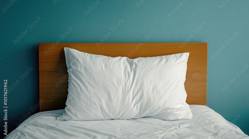 A single undisturbed pillow rests on an unmade bed creating a sense of solitude and the absence of companionship  The deep depth of field and muted color palette evoke a melancholic