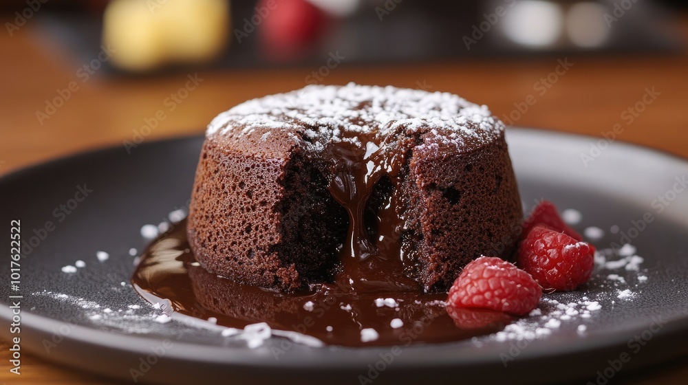 A chocolate lava cake with a molten center. This photo is perfect for showcasing the decadent and rich dessert. A chocolate lava cake with a molten center. This photo is perfect for showcasing the decadent and rich dessert.
