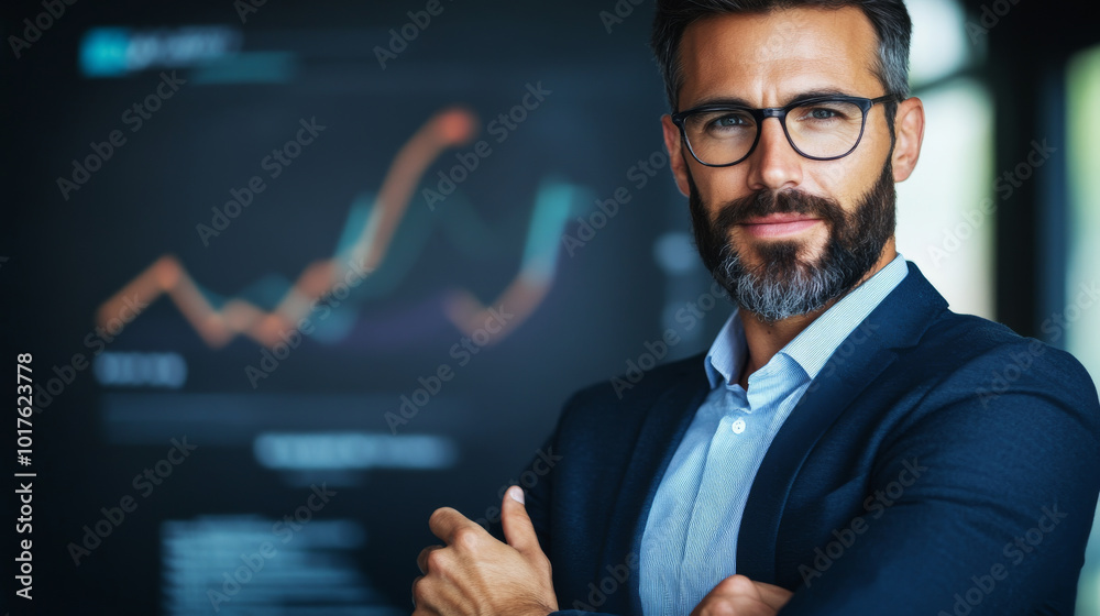 A consultant presenting a business transformation proposal to a corporate board, outlining technology-driven goals and strategies.