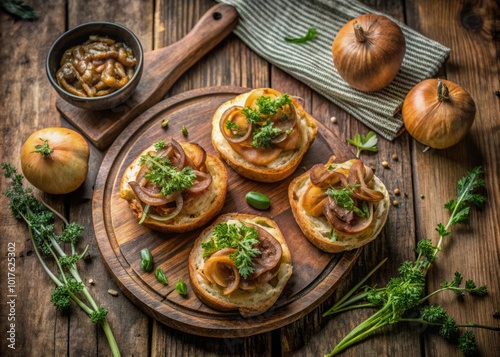 Aerial View of Mettbrötchen with Onions - A Culinary Delight for Foodies