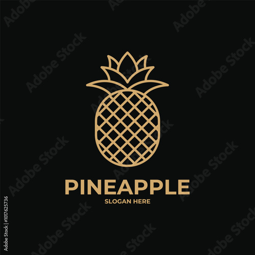 illustration of pineapple gold logo design concept idea