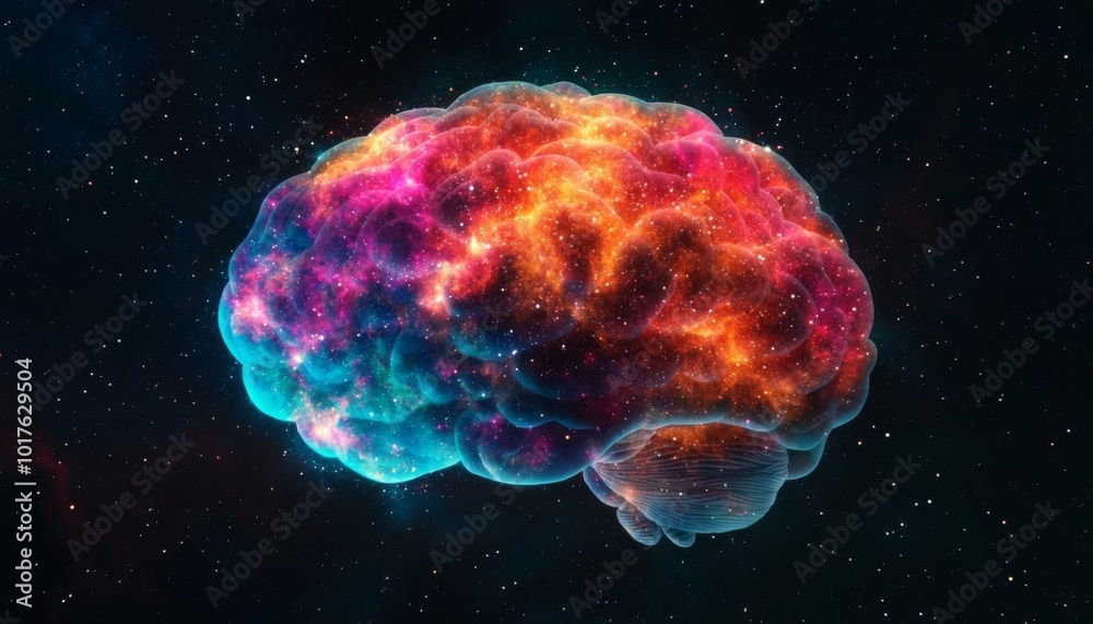Colorful abstract brain design, representing creativity and thought, black background. Colorful abstract brain design, representing creativity and thought, black background.