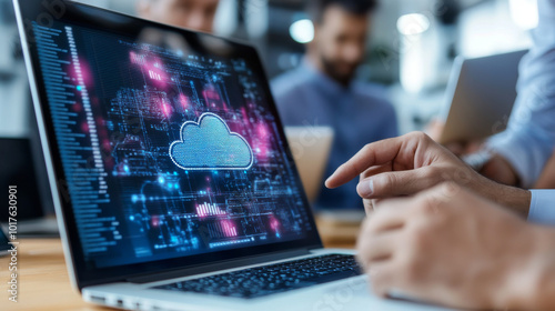 A consultant presenting an IT transformation strategy to a leadership team, explaining the benefits of cloud computing and automation.