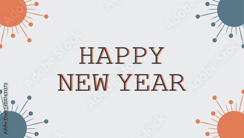 Happy new year text typography, New Year text logo template with bold font written in vector design	

