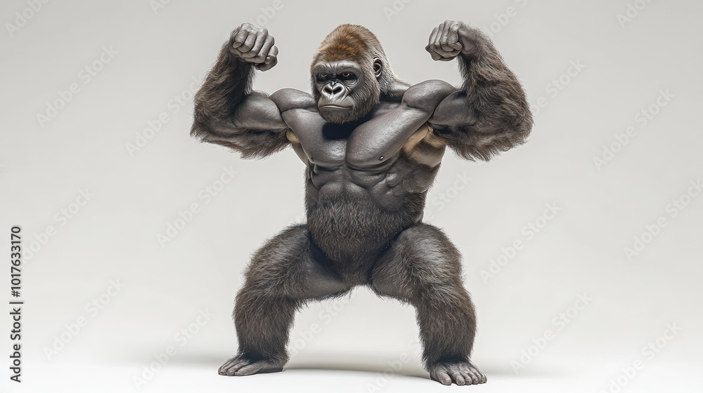 Powerful Gorilla with Flexed Muscles Powerful Gorilla with Flexed Muscles
