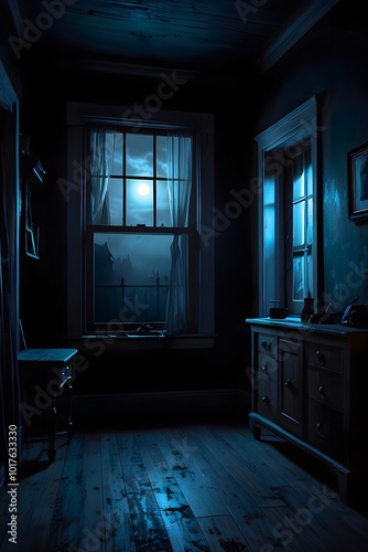 The old room with a window. Generative By Ai.