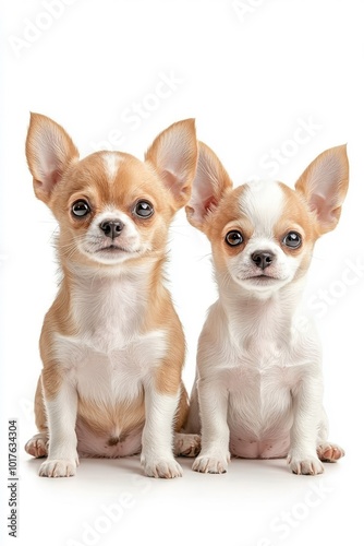 A family of Chihuahuas, isolate on white background, showcasing their playful interactions and joyful expressions.