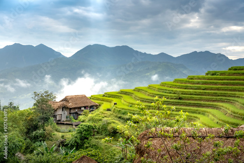 The beautiful scenery like heaven of Nam Hong village, Ha Giang province, Vietnam. Feeling peaceful, relaxed and full of life. photo