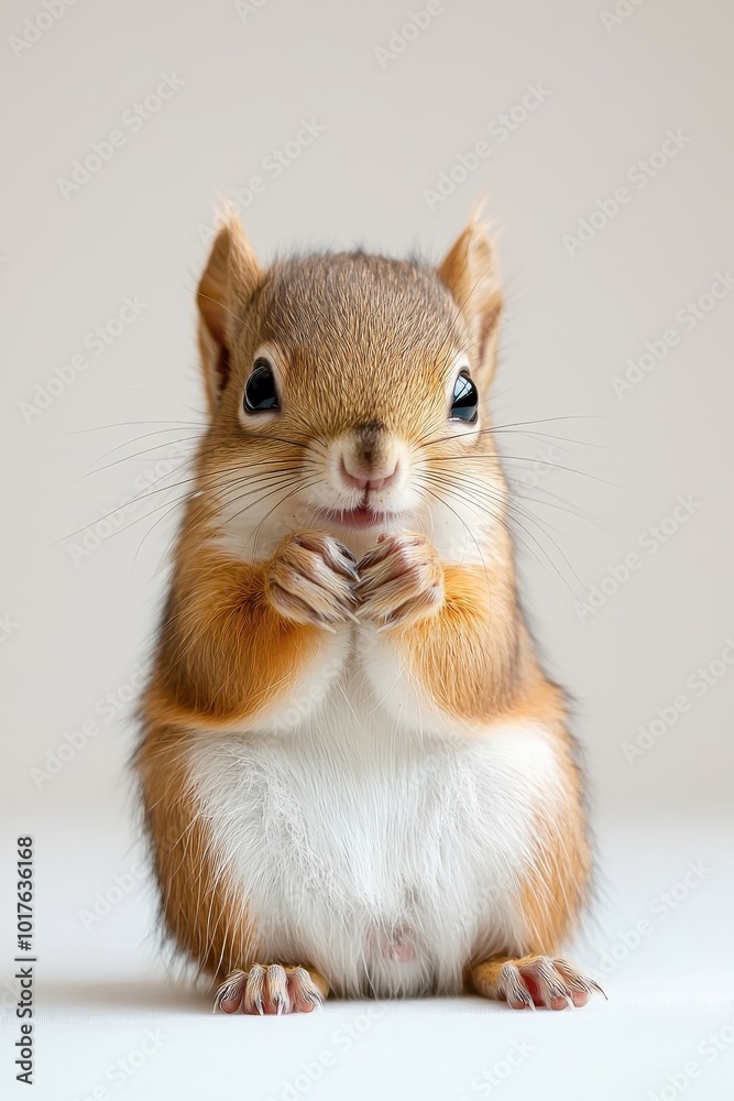A baby squirrel, isolate on white background, exuding cuteness with its tiny paws and fluffy fur. A baby squirrel, isolate on white background, exuding cuteness with its tiny paws and fluffy fur.