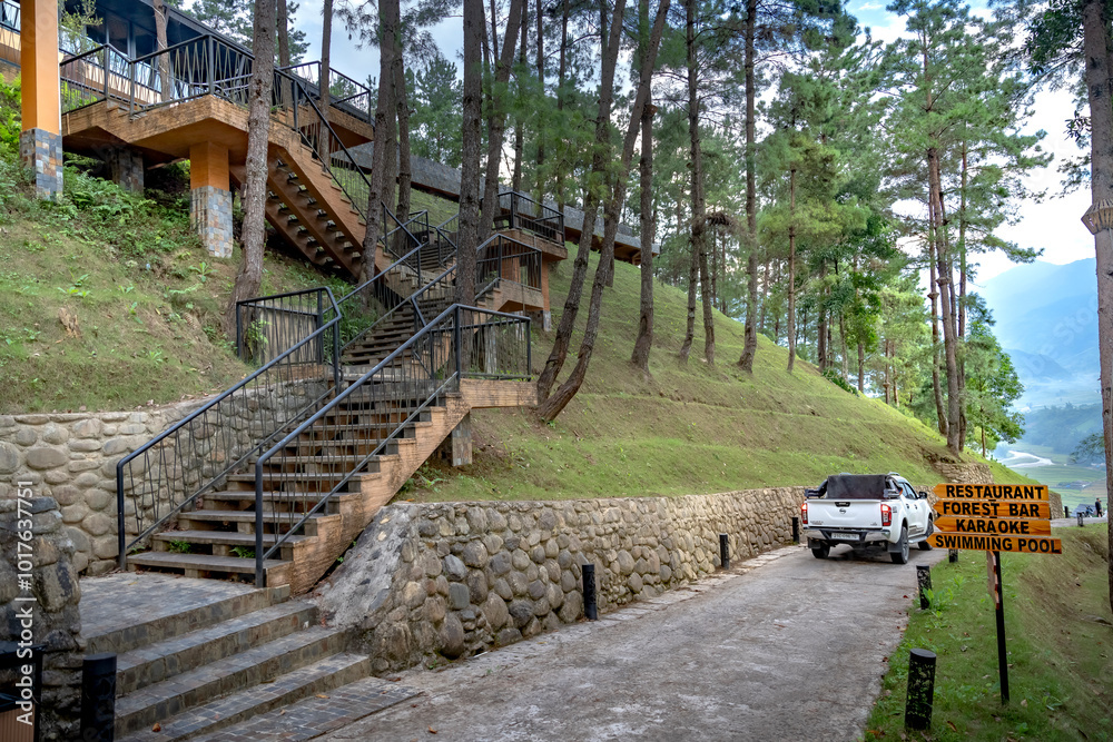 Le Champ Tu Le Resort - September 19, 2024: Admire the beautiful Le Cham resort in Tu Le commune, Van Chan district, Yen Bai province, Vietnam Le Champ Tu Le Resort - September 19, 2024: Admire the beautiful Le Cham resort in Tu Le commune, Van Chan district, Yen Bai province, Vietnam