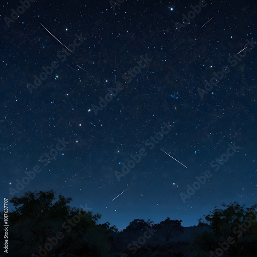 Starry Night Sky with Shooting Stars