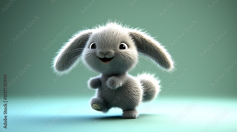 Fototapeta premium Cute Cartoon Bunny Rabbit Character D Render