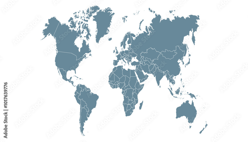 Obraz premium World map. Grey modern vector map. Silhouette map