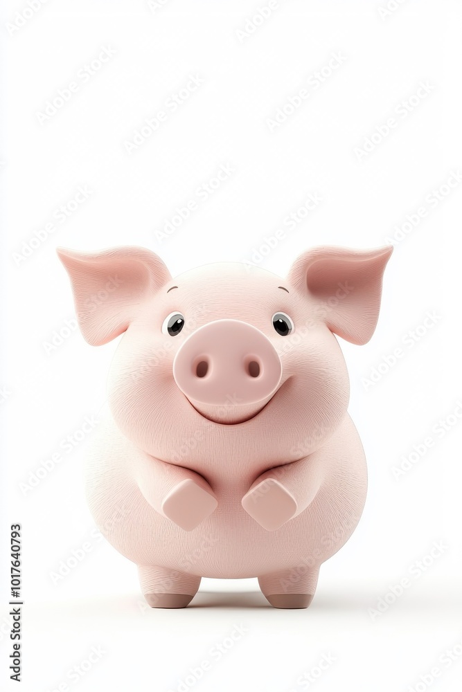A 3D cartoon pig character, isolate on white background, featuring a playful and cheerful design. A 3D cartoon pig character, isolate on white background, featuring a playful and cheerful design.