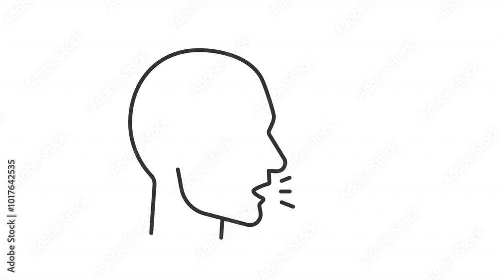 Cough line animation. Sneezing animated icon. Shaking head. Allergy illness, health care. Sickness, disease. Black illustration on white background. HD video with alpha channel. Motion graphic Cough line animation. Sneezing animated icon. Shaking head. Allergy illness, health care. Sickness, disease. Black illustration on white background. HD video with alpha channel. Motion graphic