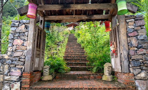 Muong Loong Ecogarden - September 22, 2024: Muong Loong Ecogarden is a luxury resort in Ky Son, Nghe An, Vietnam. It is surrounded by majestic mountains and primeval forests, offering visitors a peace photo