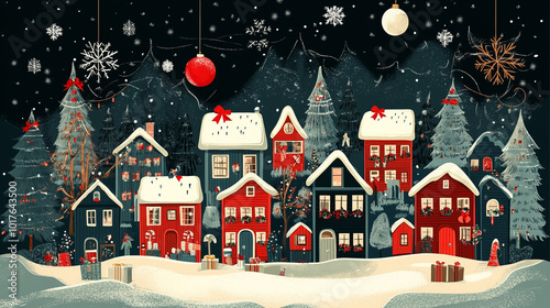 Wallpaper Mural Merry Christmas Christmas Village Decorations Torontodigital.ca