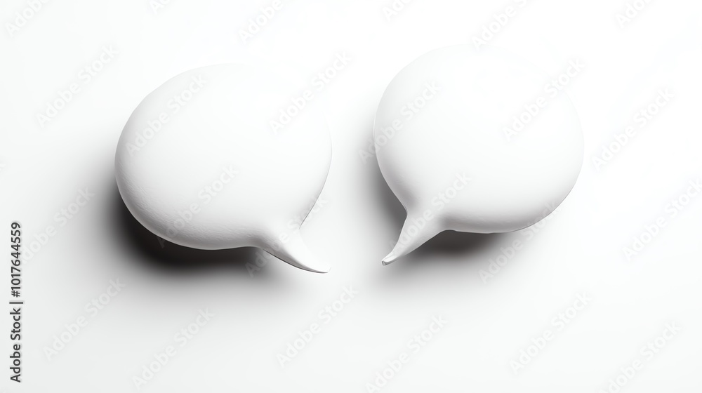 Two white speech bubbles on a white isolated background. Two white speech bubbles on a white isolated background.